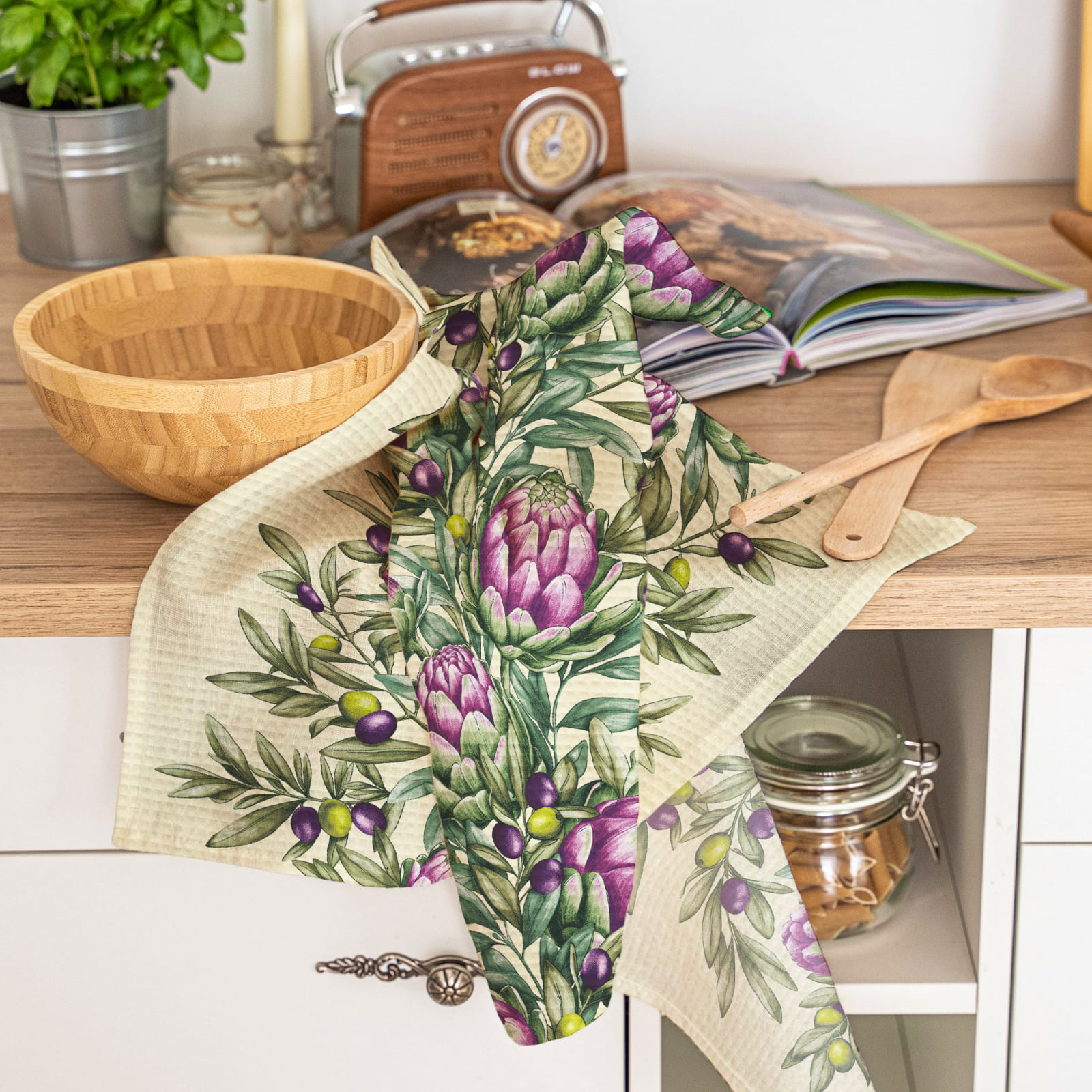 Полотно вафельное 50 см наб рис.29501-1 Артишок - 2