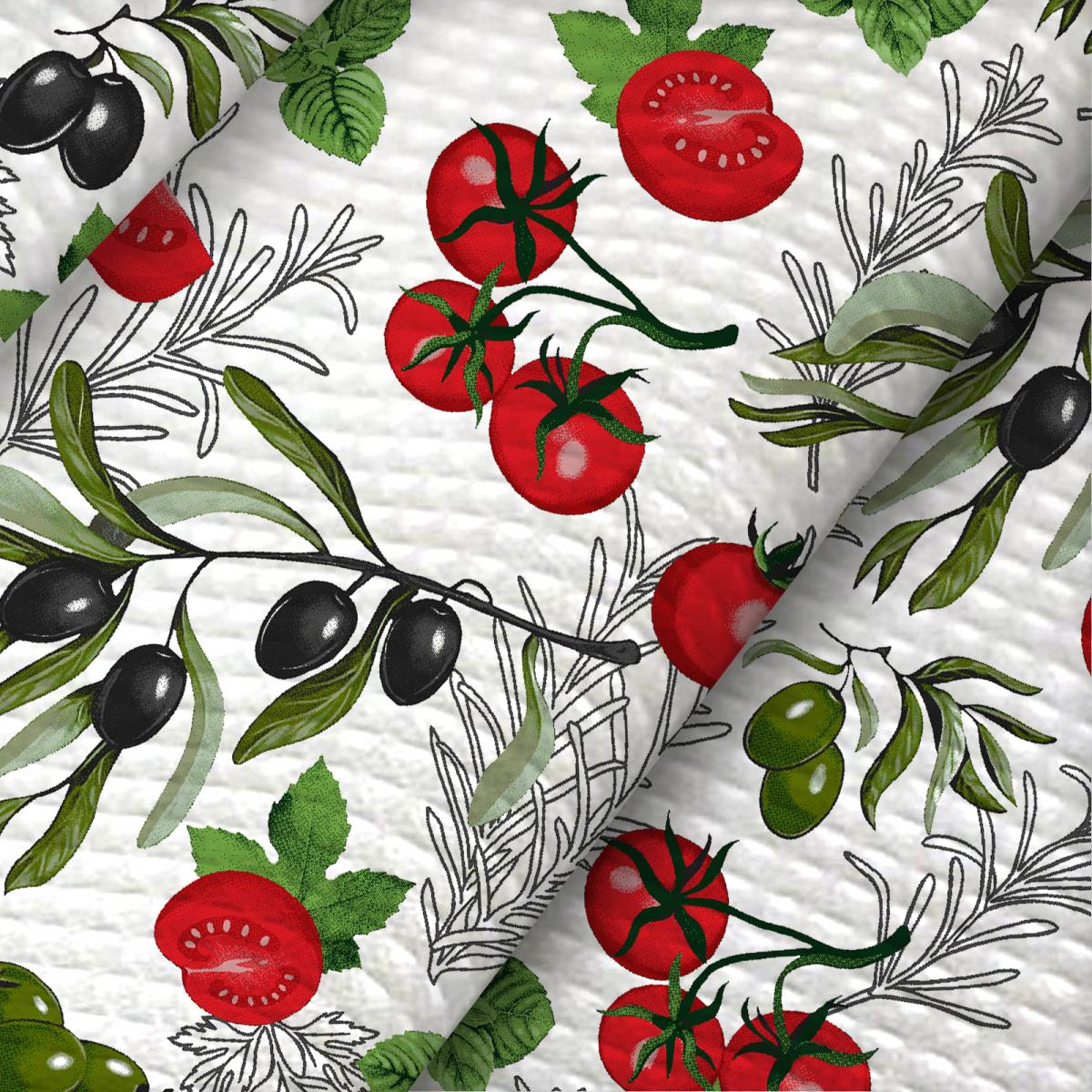 Полотно вафельное 50 см наб рис.62138-1 Помидоро на белом - 0