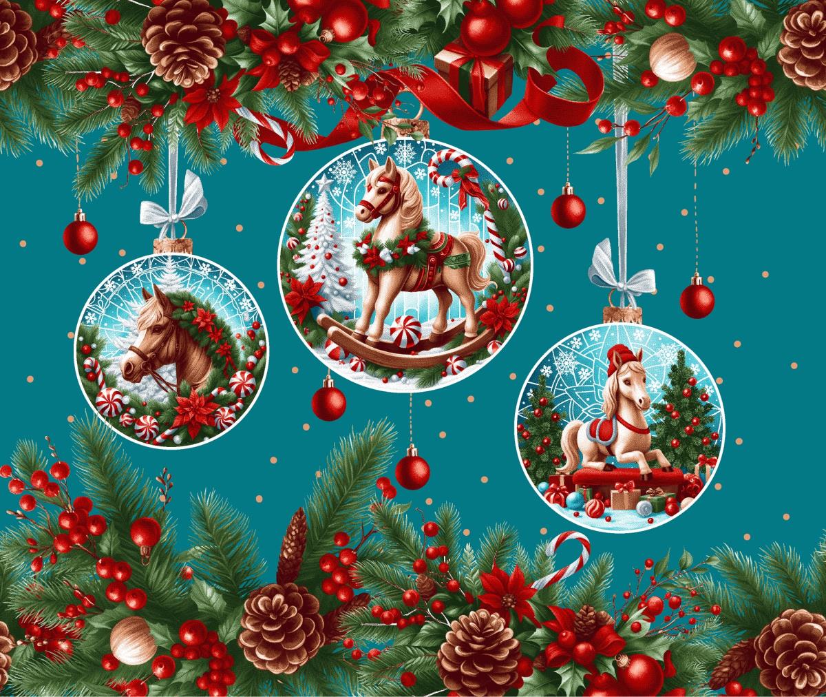 Полотно вафельное 50 см наб рис.29402-2 Лошадки на удачу - 1