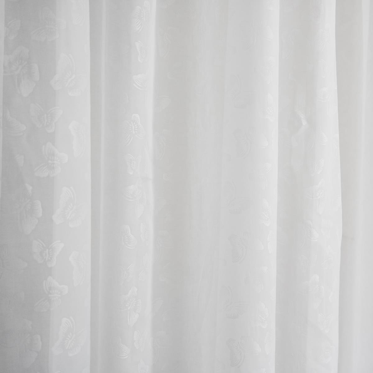 Штора вуаль Fine Line Бабочки тиснение, белый - 0