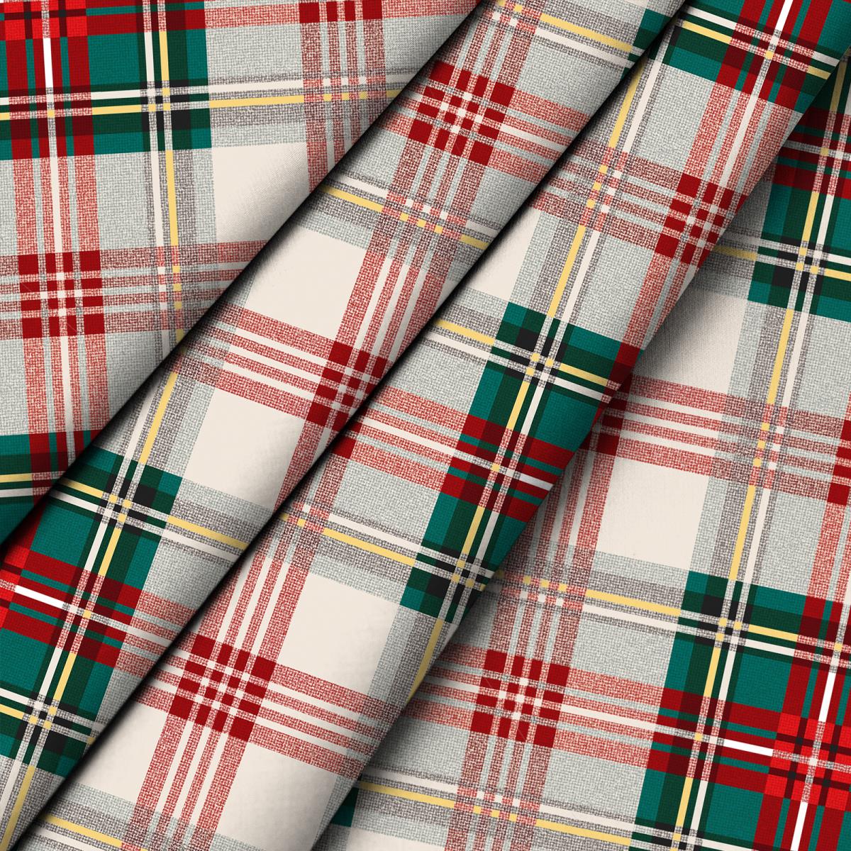 КПБ перкаль Fine Line рис.43091-1 Новогодний тартан - 2