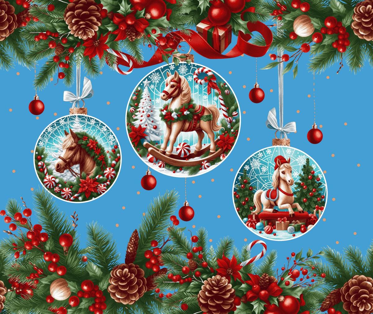 Полотно вафельное 50 см наб рис.29402-1 Лошадки на удачу - 0