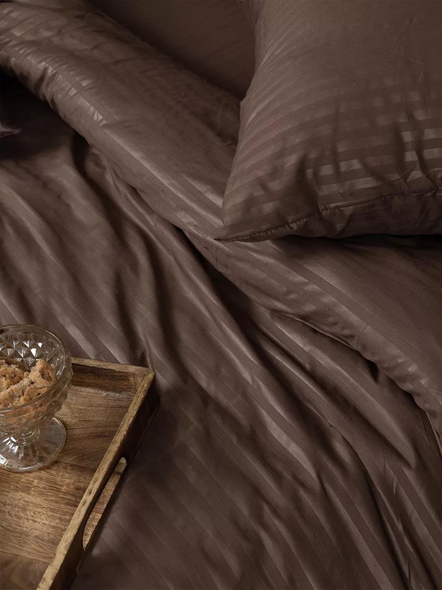 КПБ страйп-полисатин (2 наволочки 50*70) шоколад - 1