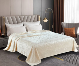 Плед велсофт Vse DOMA Парма, цвет молочный, тиснение 1 см, ролик