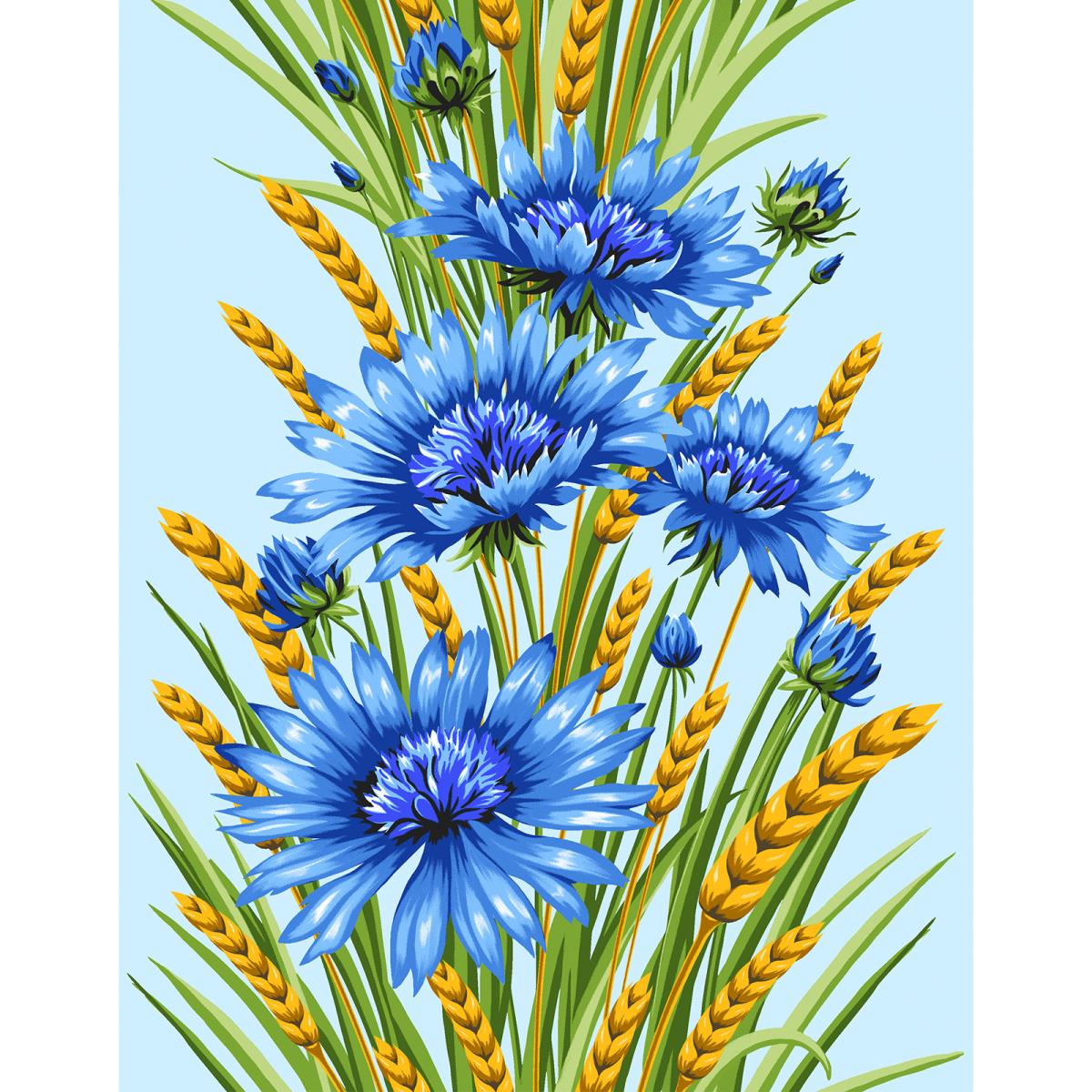 Полотно вафельное 50 см наб рис.29315-1 Васильки - 0