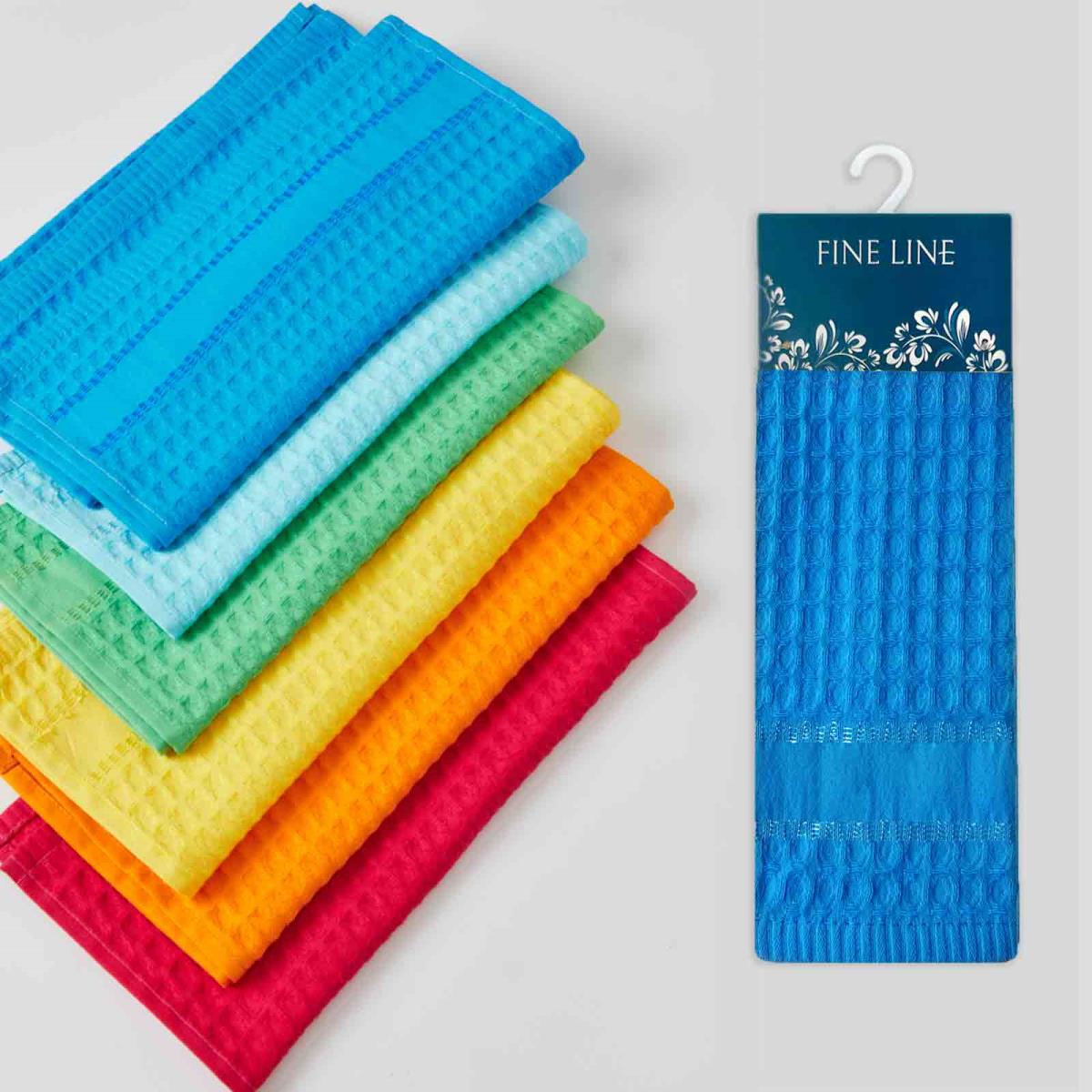 Комплект вафельных полотенец Fine Line Звезды синий на хангере - 3