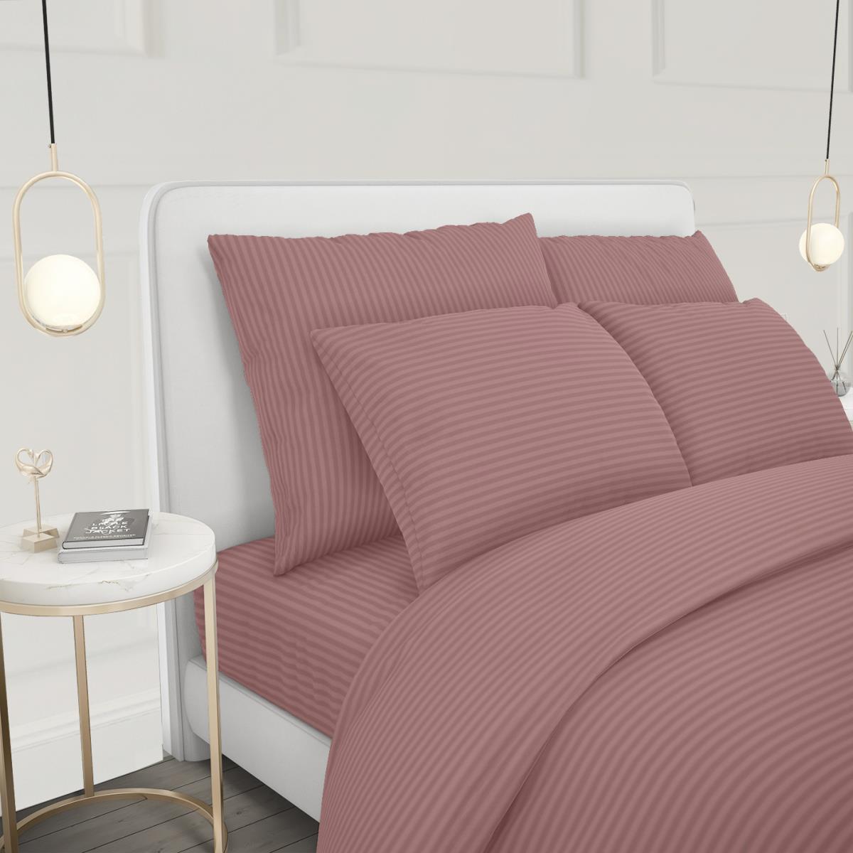 КПБ страйп-сатин Fine Line рис.Розовый перламутр (лоток) - 1