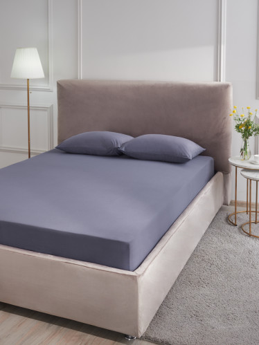 Простыня на резинке трикотаж темно-серый МЦН - 0