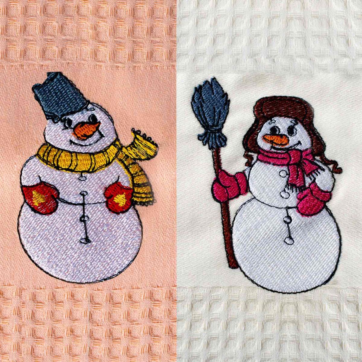 Набор вафельных полотенец Fine Line арт. ДМ-1 Новогодние снеговики - 2