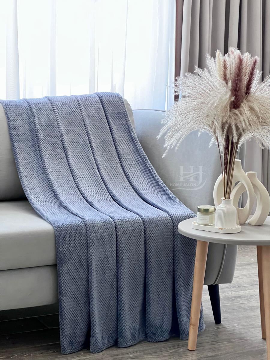 Плед велсофт ST-011 Соты Home Jalon сине-серый - 0