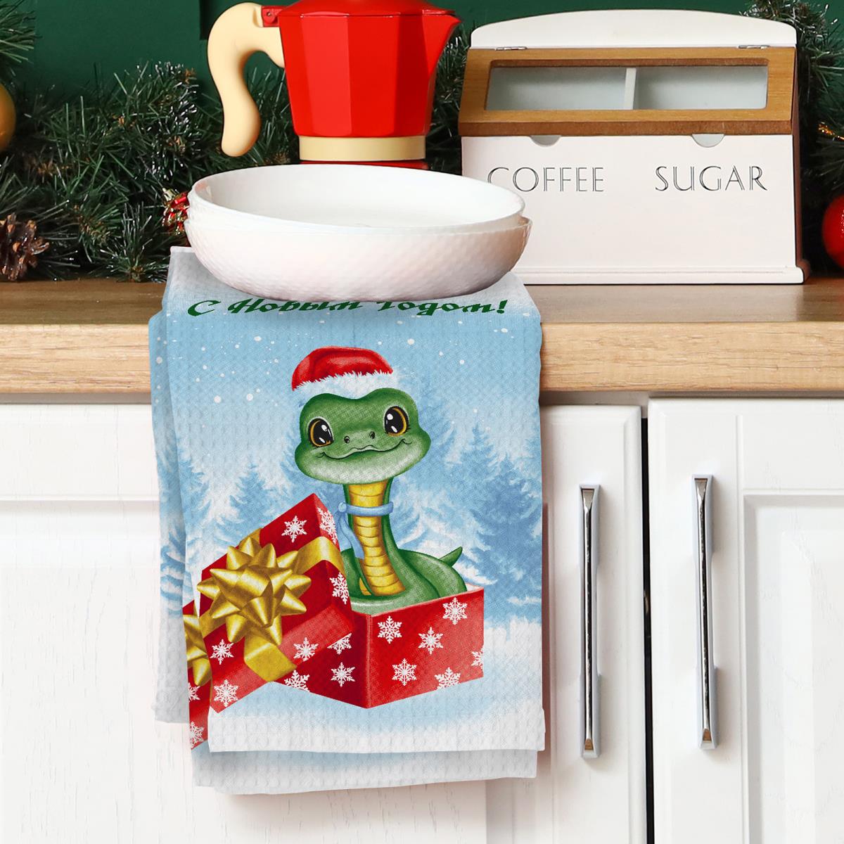 Полотенце вафельное Vse DOMA рис.60241-1 Змейка подарок - 0