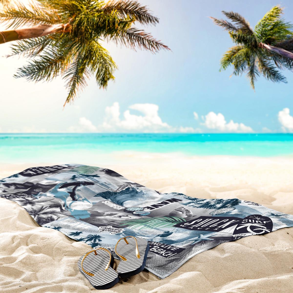 Полотенце вафельное пляжное WENGE рис.29016-3 На волне - 0