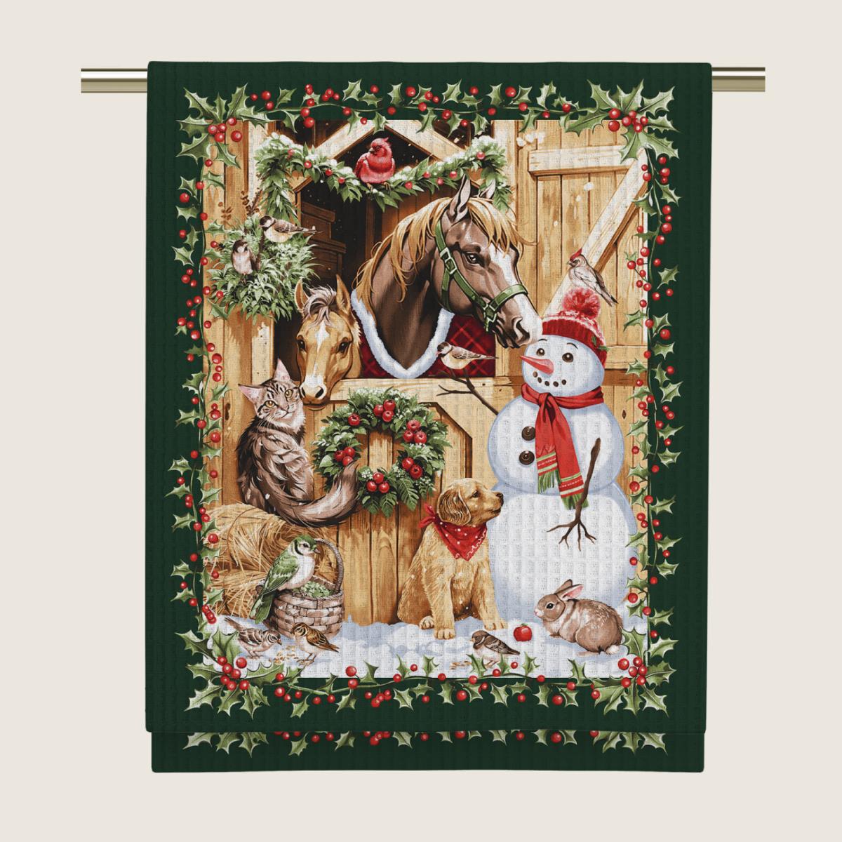 Полотенце вафельное Vse DOMA рис.29380-1 Сказочный зимний двор - 0