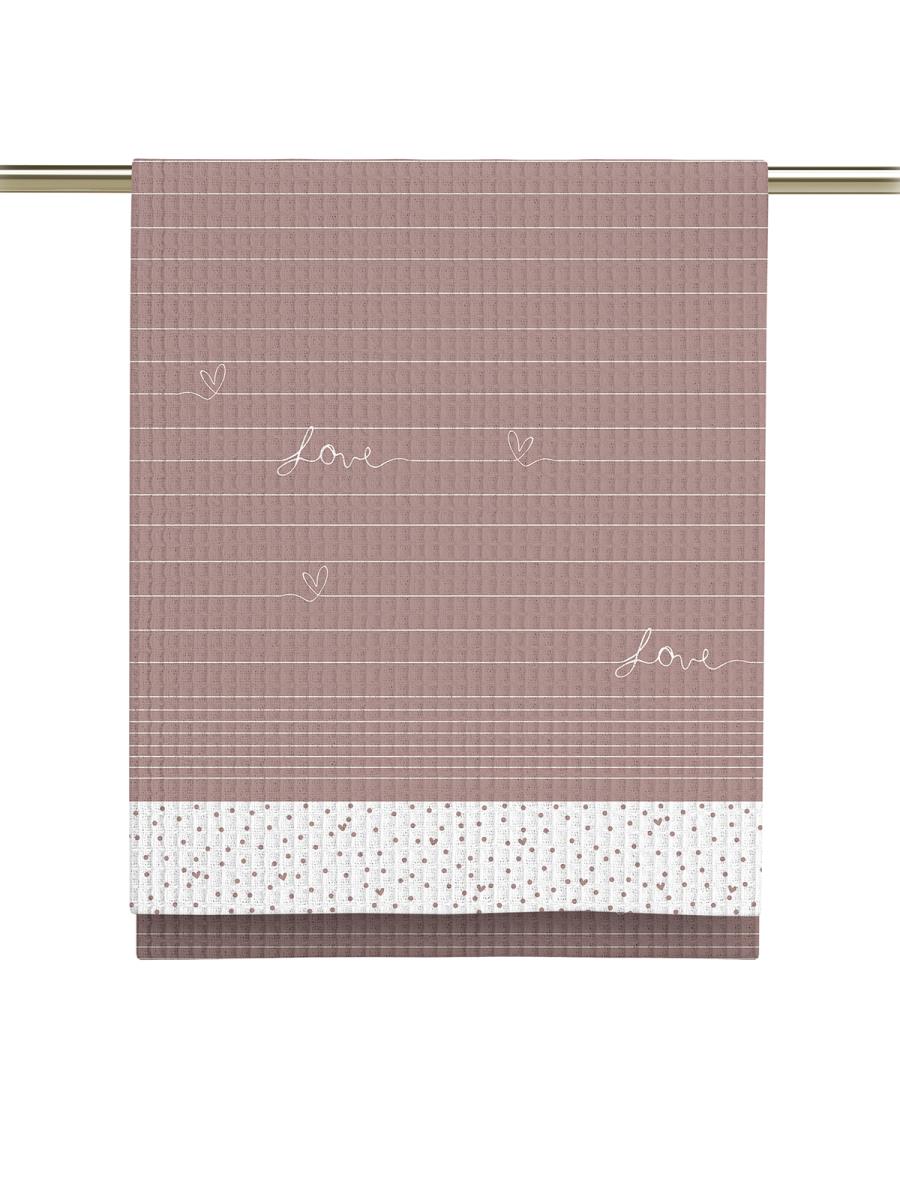 Комплект вафельных полотенец Унисон рис.33001-1 Love - 3