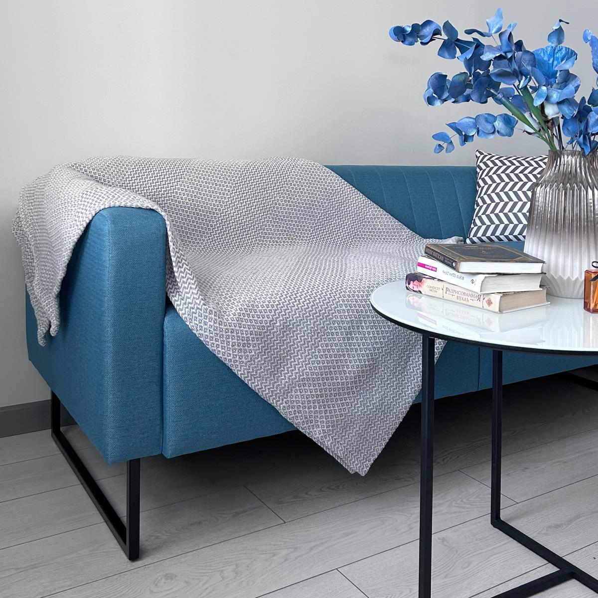 Плед-покрывало смесовой Все ДOMA/Vse DOMA Samanta белый/дымчатый - 0