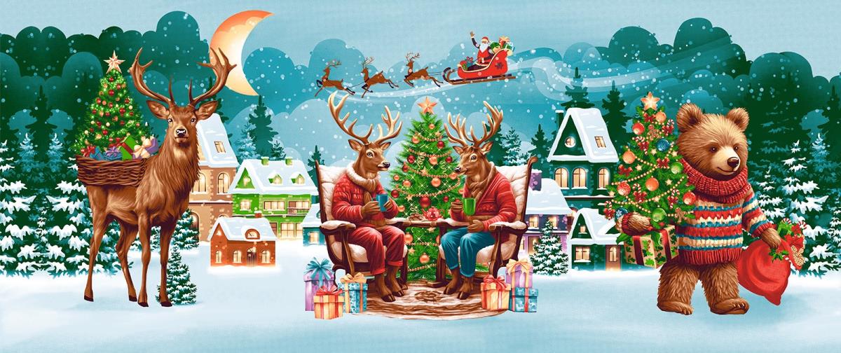 Рогожка 150 см наб рис.29383-1 Праздник к нам приходит - 0