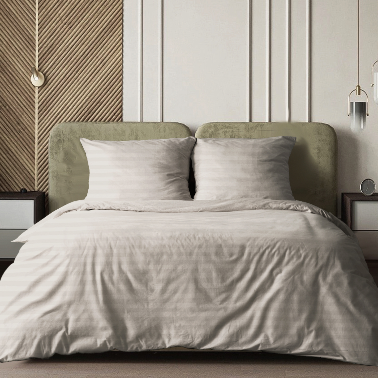 Страйп-сатин 220 см г/к рис.87020-13 Тауп АК - 1