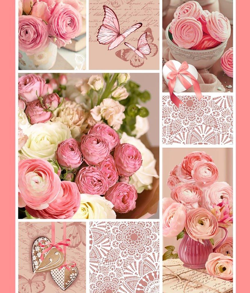 Полотно вафельное 50 см наб рис.5612-1 Розовый пэчворк - 0