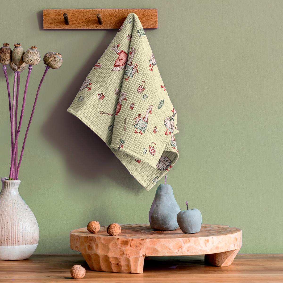 Полотно вафельное 50 см наб рис.29477-1 Гуси - 1