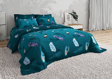 Бязь наб. 220 см. рис.0325-2 ПРТС Перья зеленые - 0