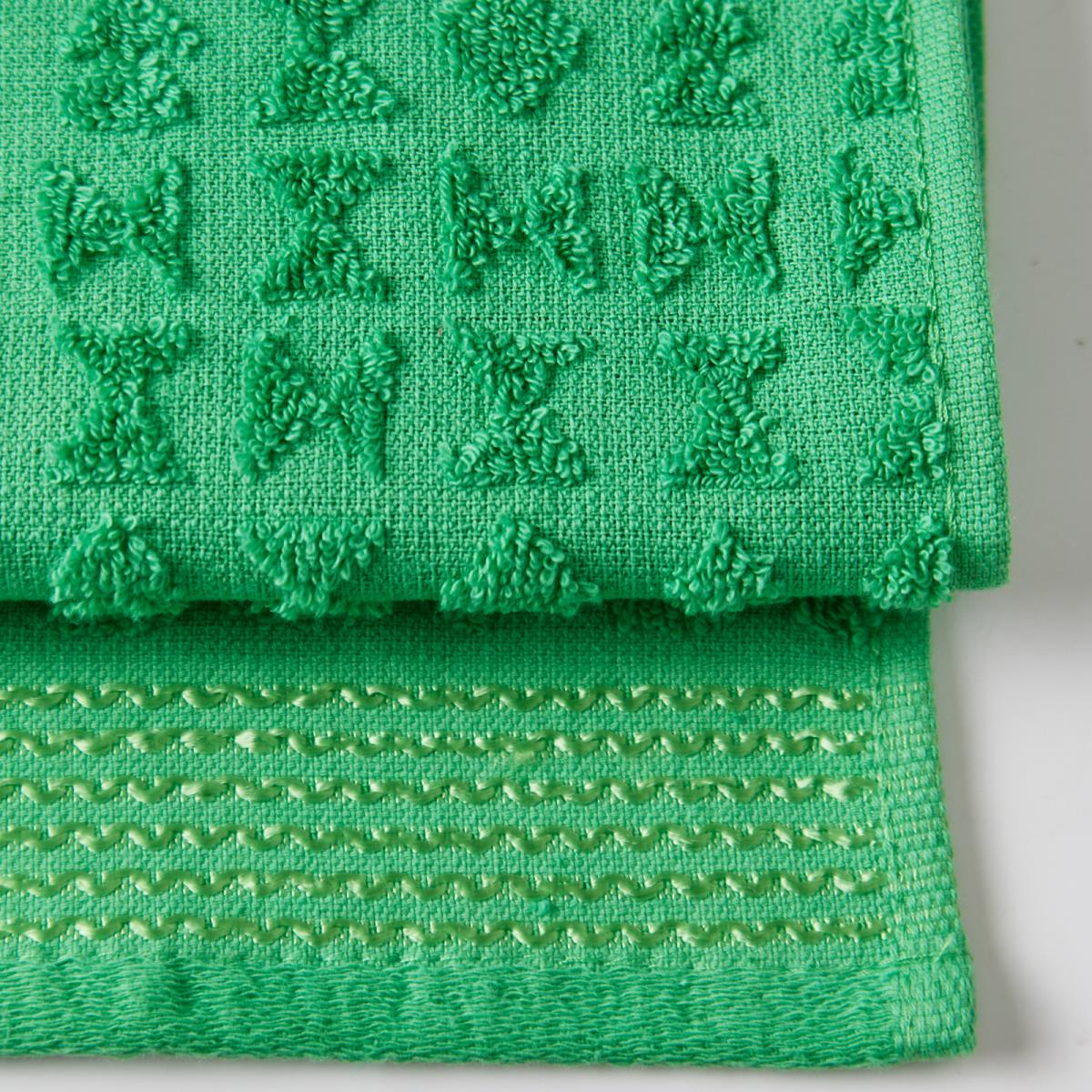 Комплект махровых полотенец Fine Line Звезды зеленый на хангере - 2