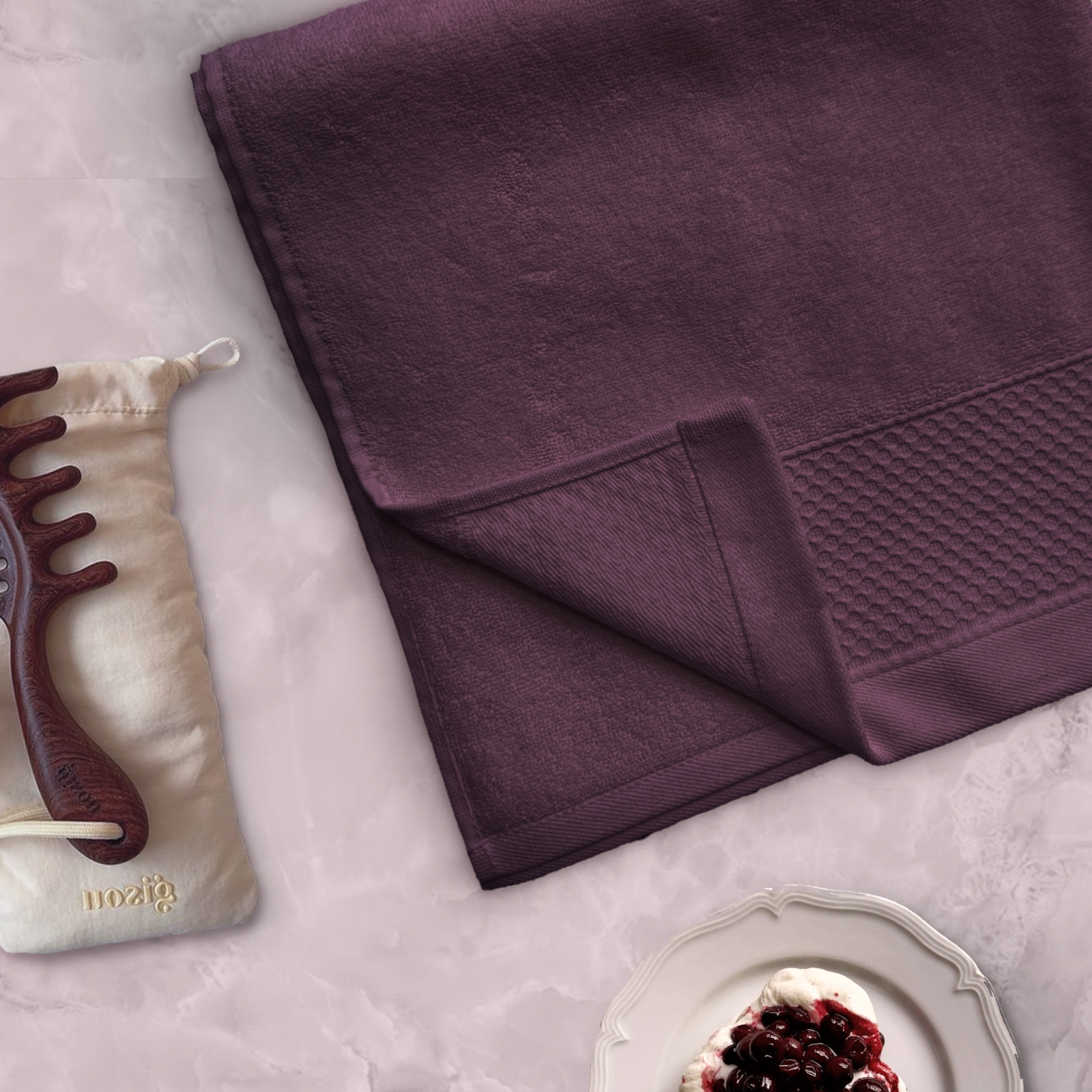 Полотенце махровое Fine Line, коллекция Berries, ежевичный - 0