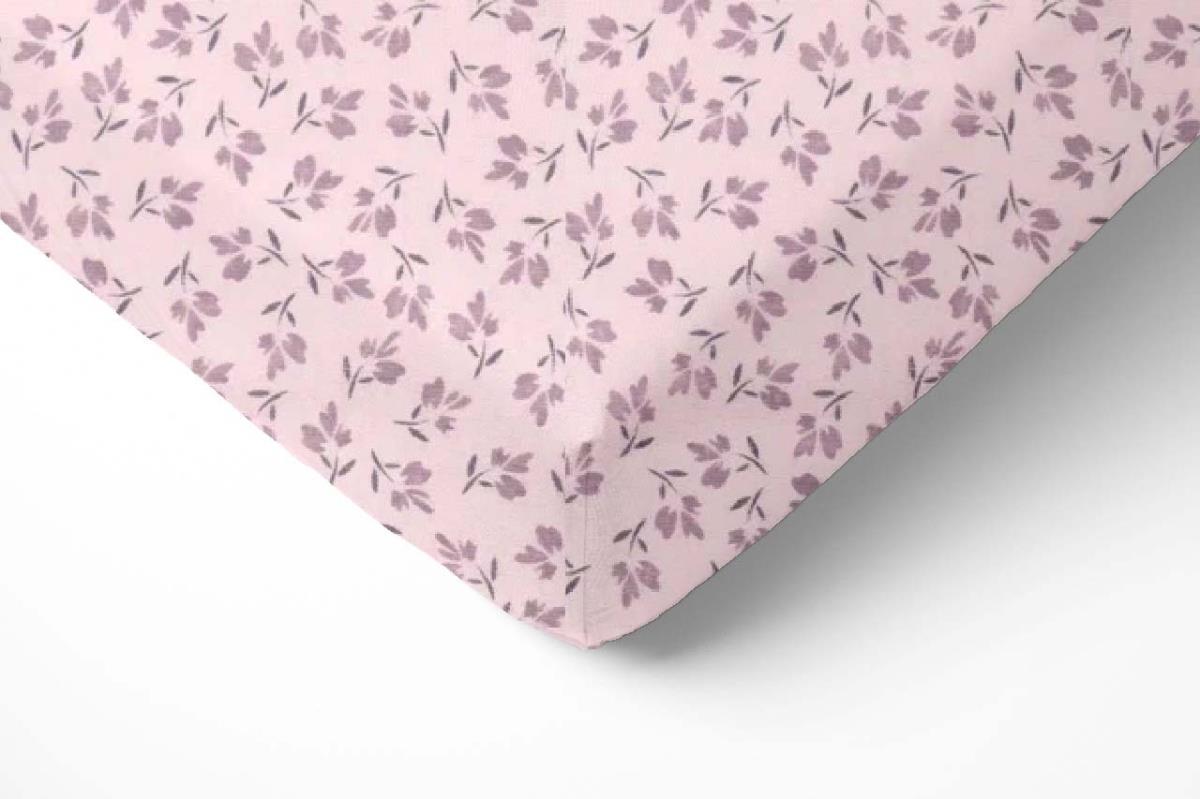 Простыня трикотажная на резинке Fine Line Цветы розовый - 0