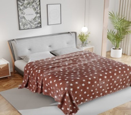 Плед велсофт Vse DOMA Звезды, цвет коричневый, гладье, чемодан