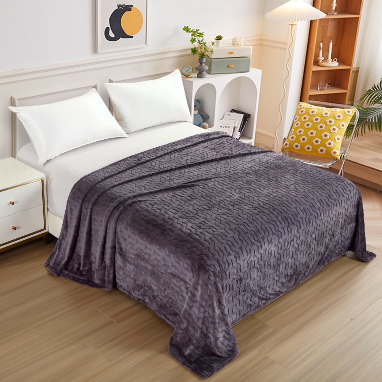 Плед велсофт Vse DOMA Египет, цвет темно-серый, стрижка, ролик - 0