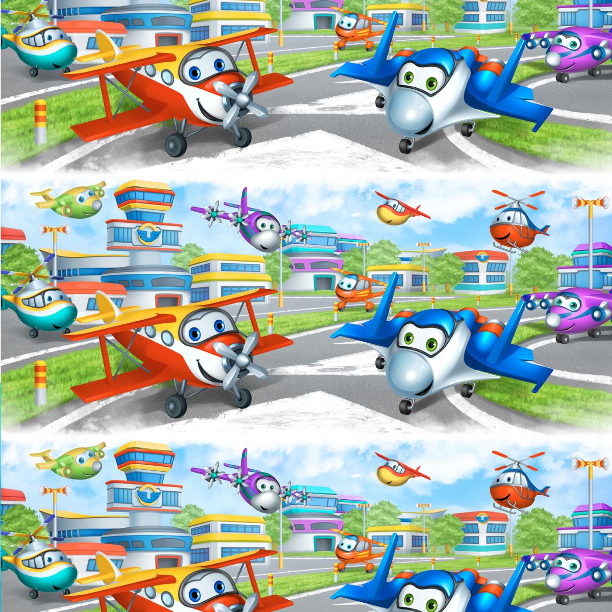 Бязь Премиум 150 см наб рис.13073-1 Самолеты - 1