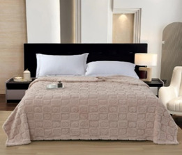 Плед велсофт Vse DOMA Сердца, цвет бежевый, шерпа, чемодан - 0