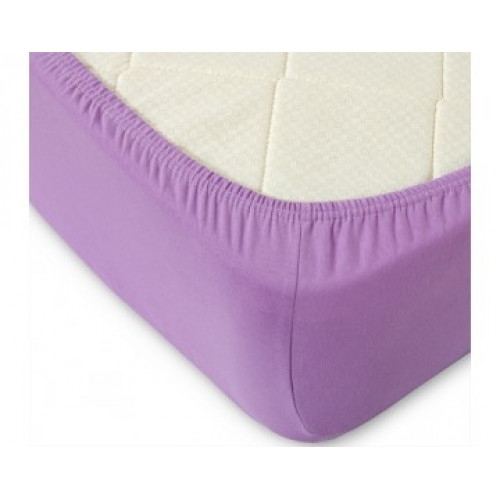 Простыня на резинке трикотаж 100% хл. Сиреневый МЦН - 0
