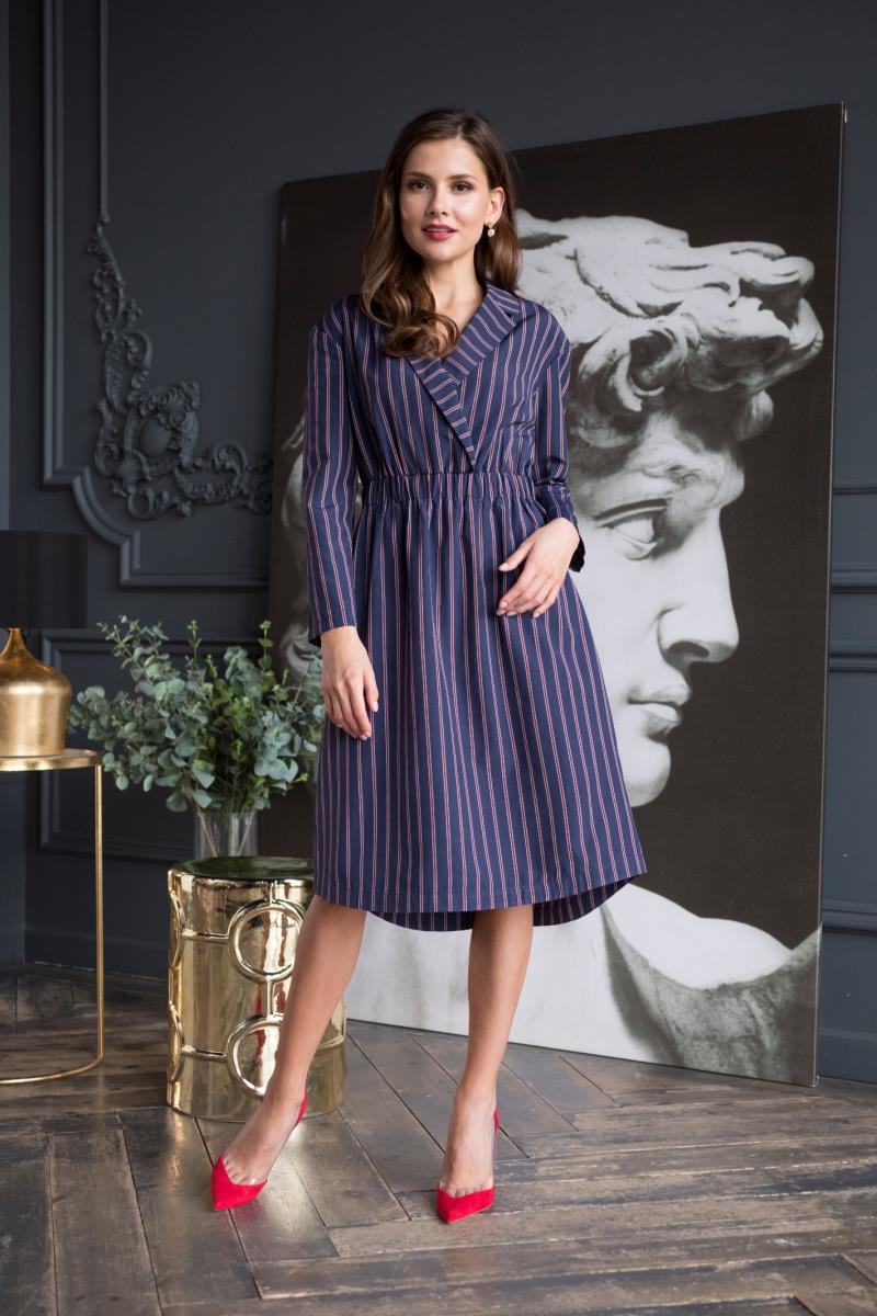 Платье жен Etress AW19WW704 Etress синий/полоска - 1