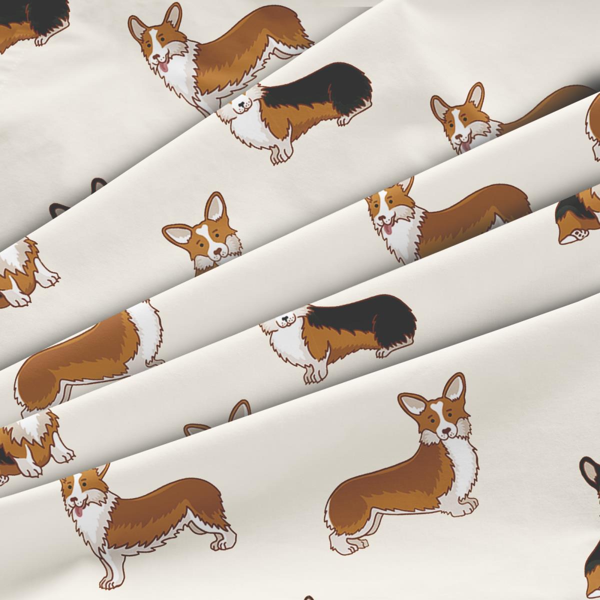 Перкаль 220 см наб рис.50163-1 Корги на бежевом (комп 916755) - 2