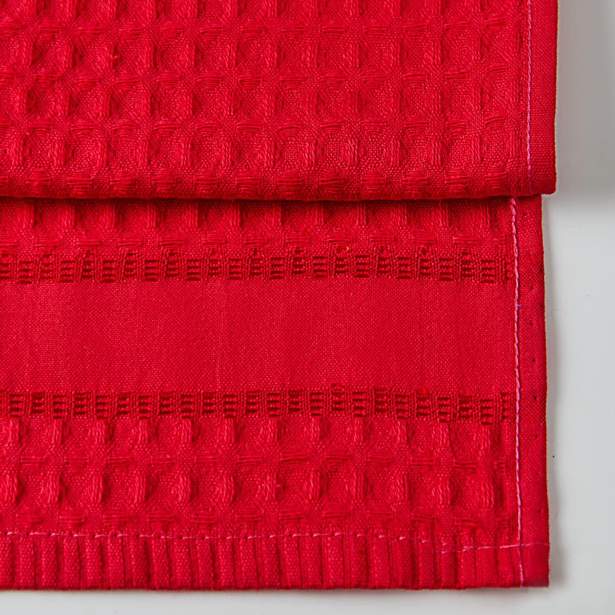 Комплект вафельных полотенец Fine Line Звезды красный на хангере - 2