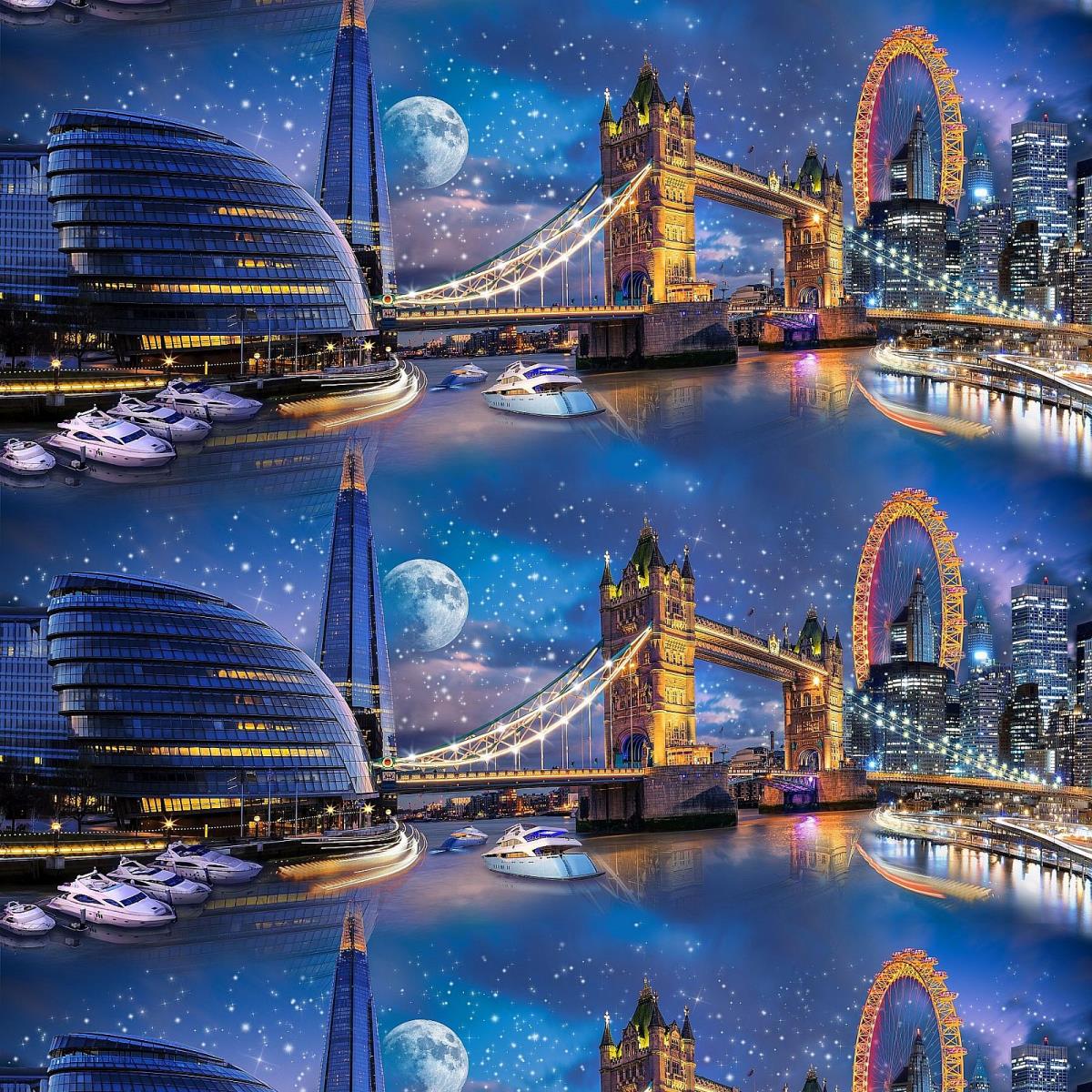 Бязь Комфорт 150 см наб рис.13125-1 Ночные огни - 1