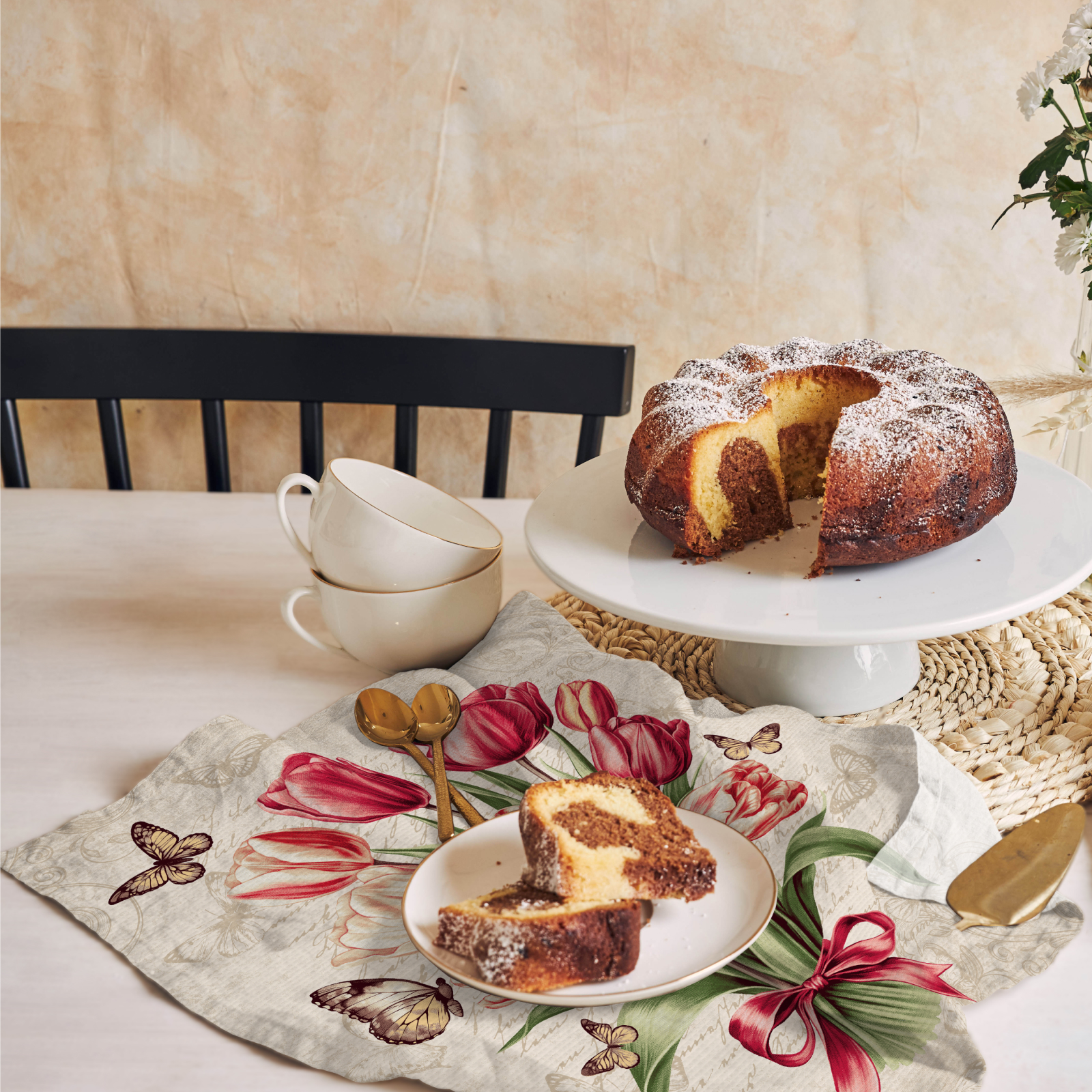 Полотно вафельное 50 см наб рис.29494-1 Тюльпановые искры - 2