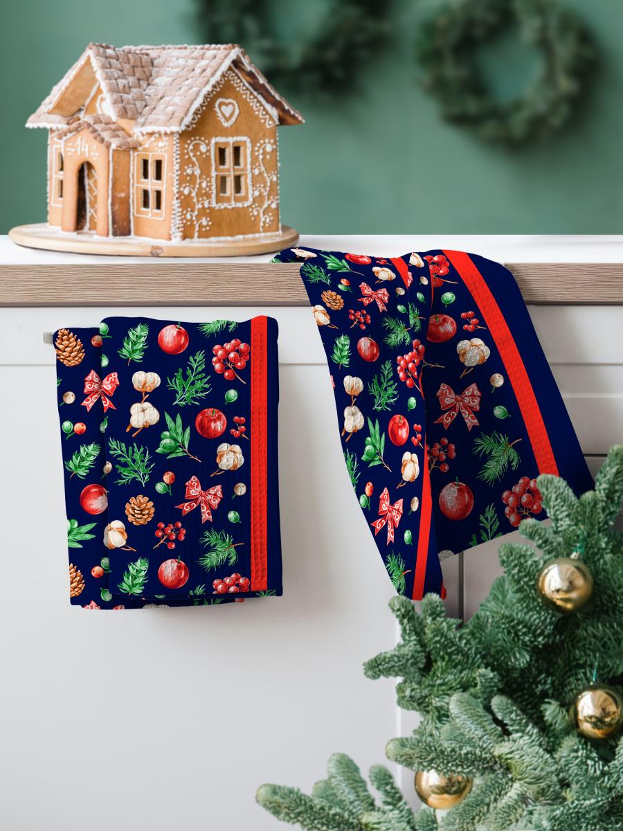 Полотно вафельное 50 см наб рис.29405-2 Зимнее чудо - 1