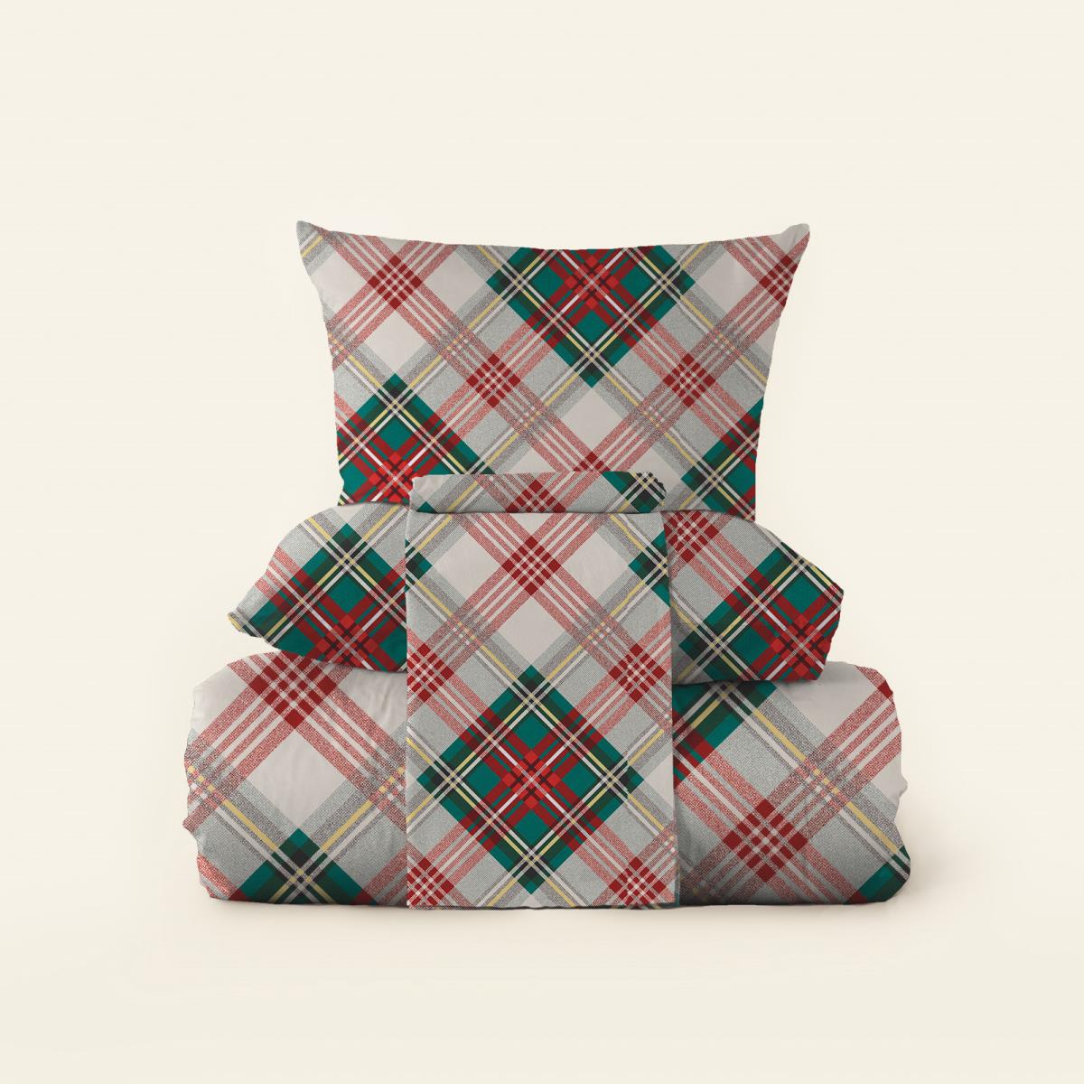 КПБ перкаль Fine Line рис.43091-1 Новогодний тартан - 1