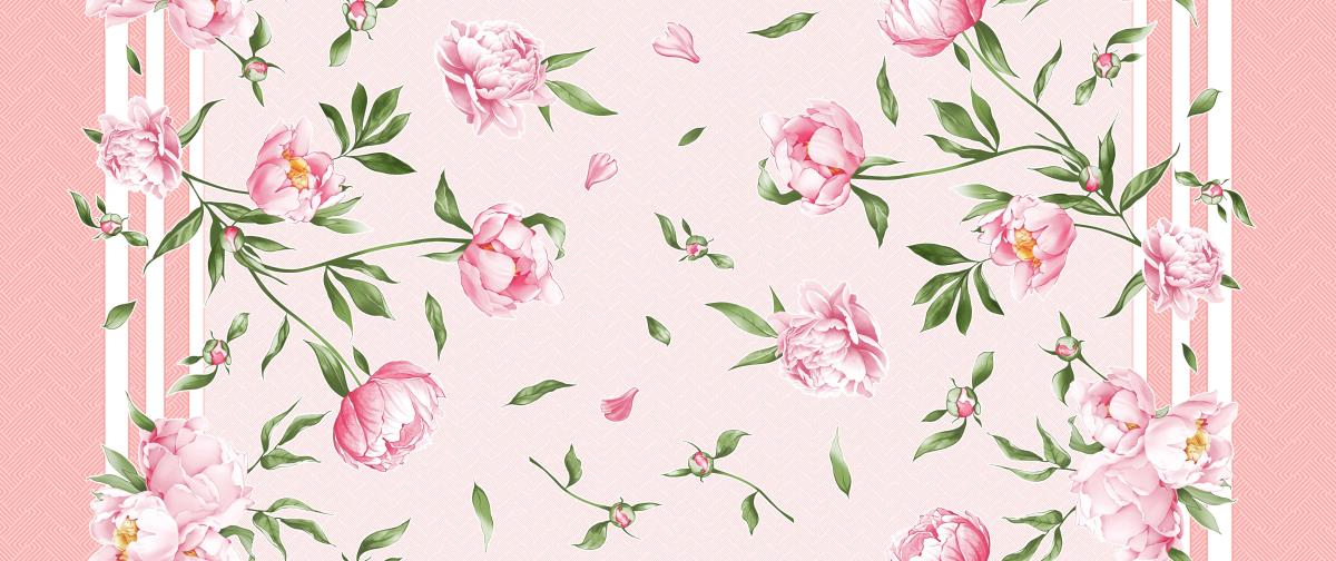 Рогожка наб 170гр/м2 рис.10538-1 Пионы (скатерть) - 0