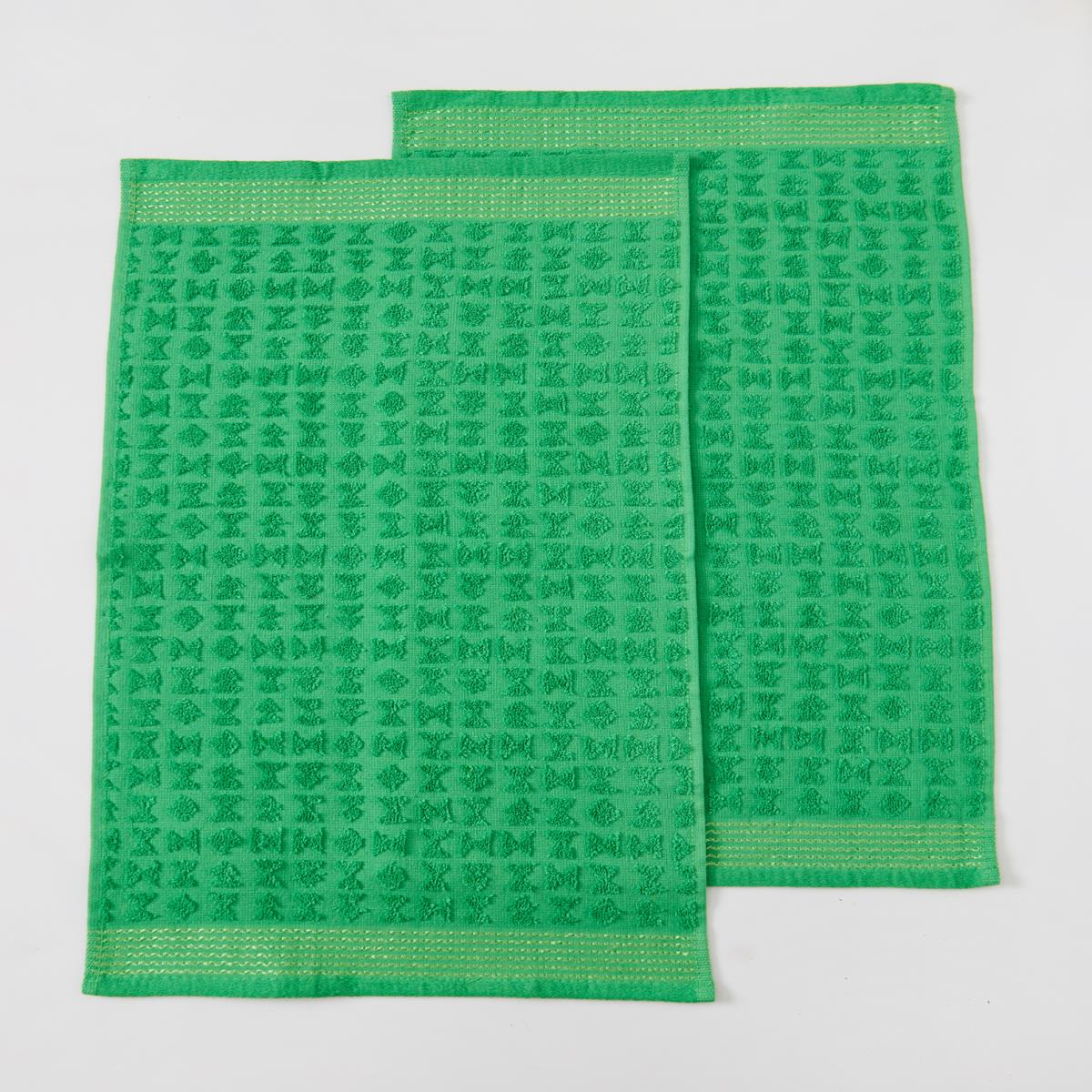 Комплект махровых полотенец Fine Line Звезды зеленый на хангере - 1