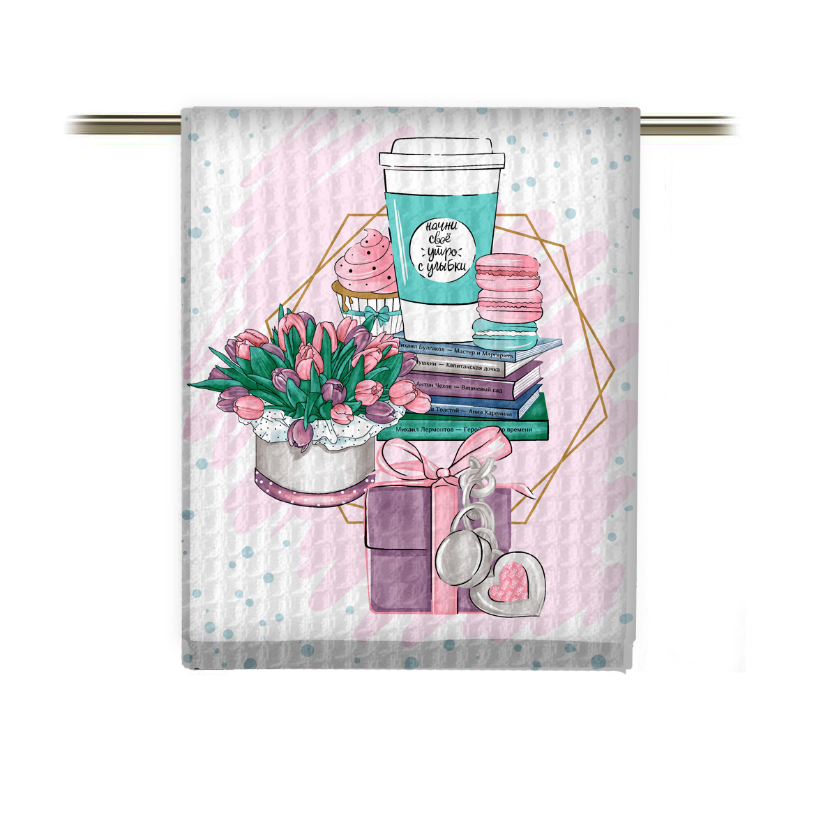 Полотенце вафельное Fine Line рис.62078-1 Утренний кофе - 0