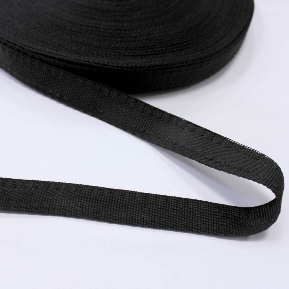 Тесьма эластичная на сгиб 15 мм черная (метр) - 0