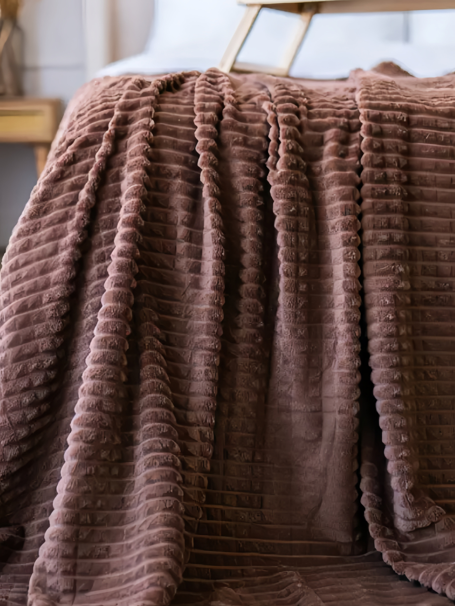 Плед велсофт Евро Темно-коричневый - 1