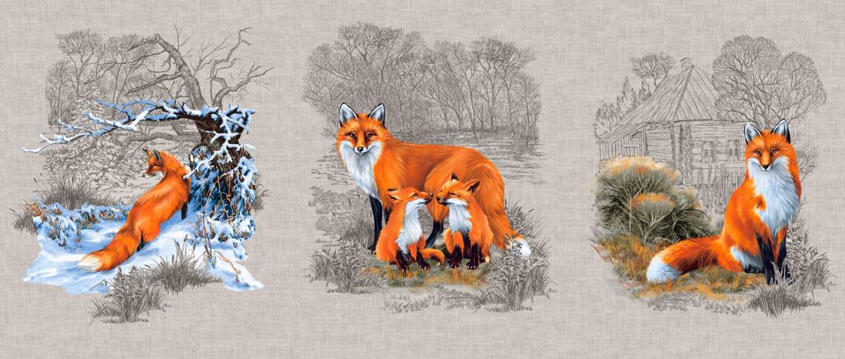 Рогожка 150 см наб рис.35025-1 Лисы - 0