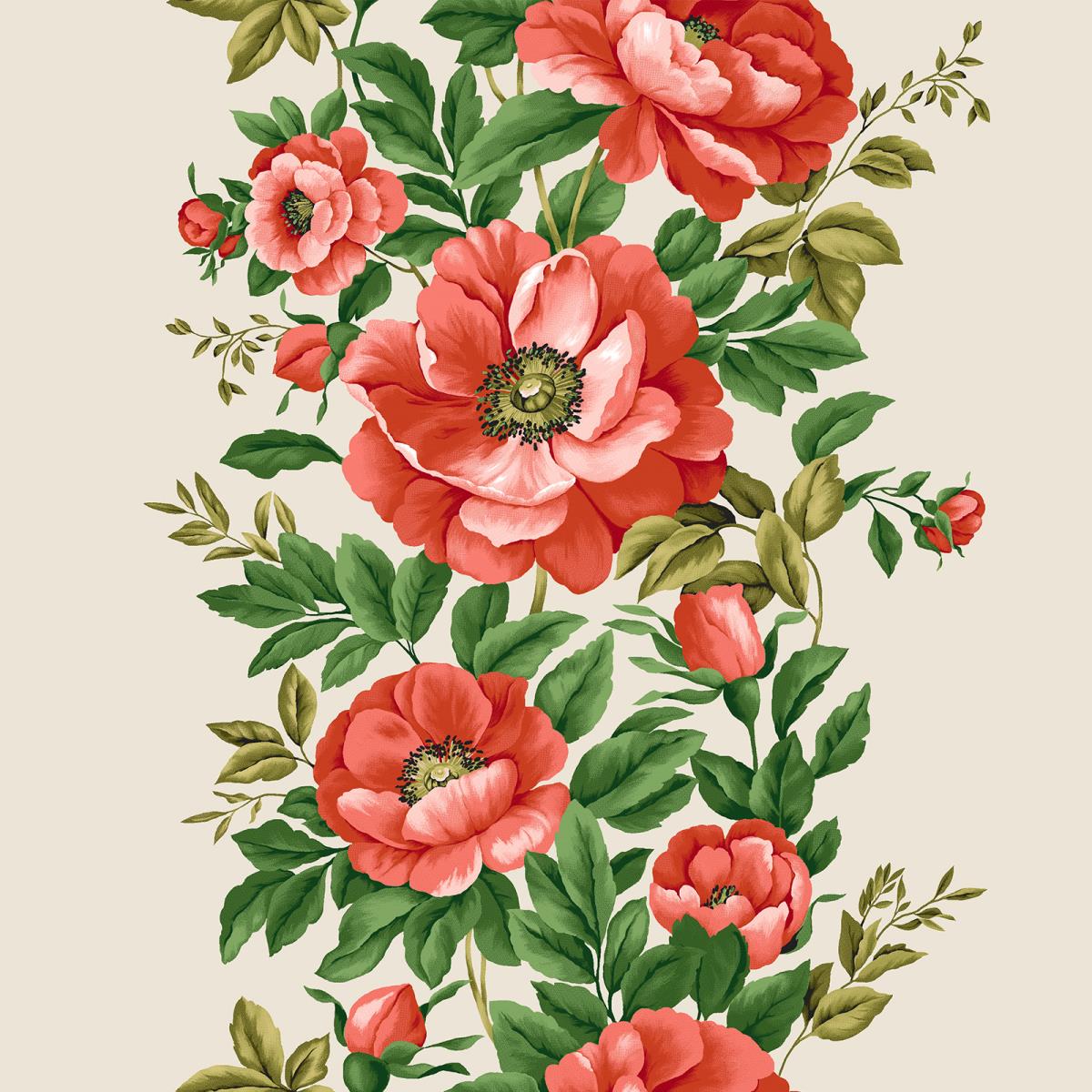 Полотно вафельное 50 см наб рис.29322-1 Королевский пион - 0