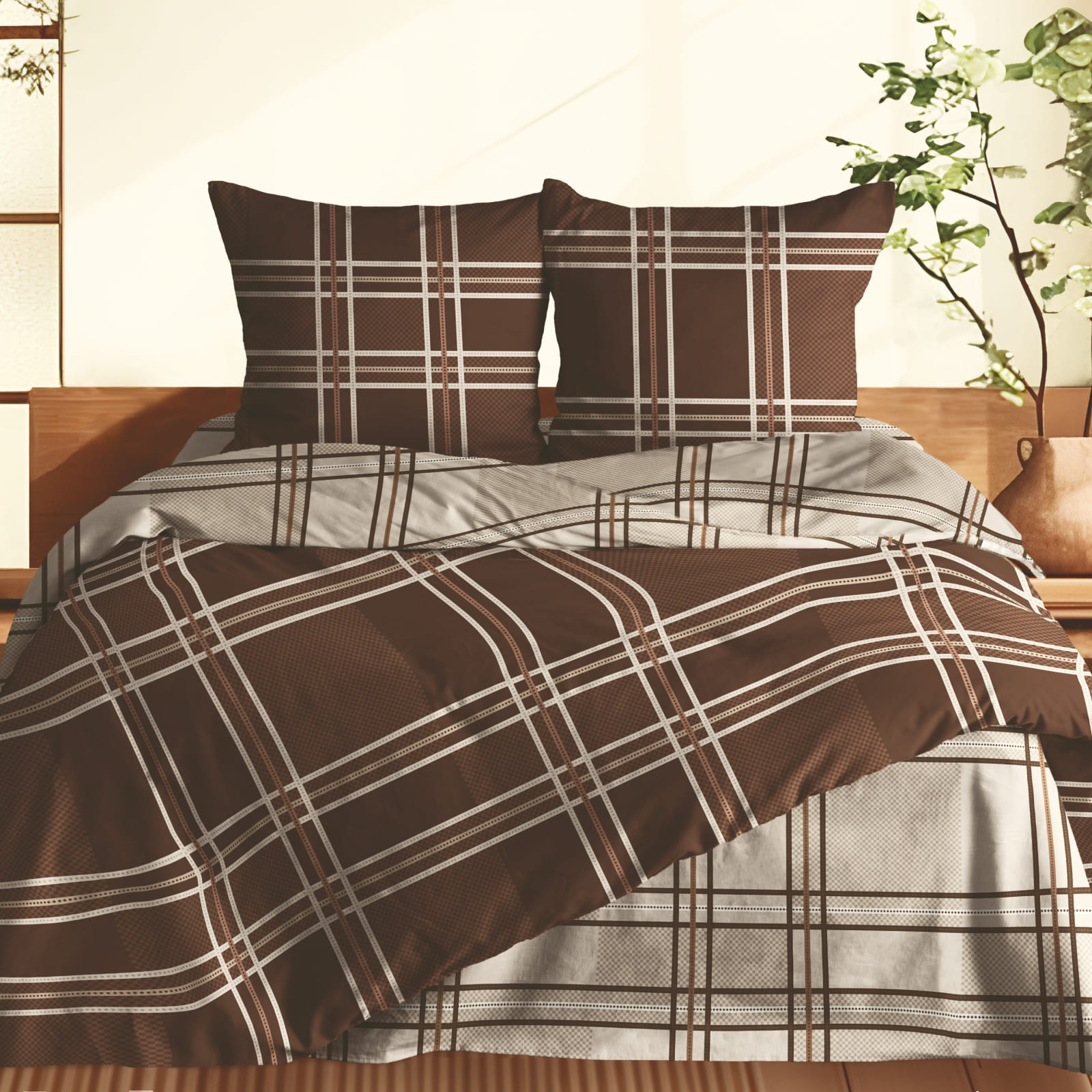 КПБ перкаль Fine Line рис.60366-2/60371-2 Канкор шоколад new - 0