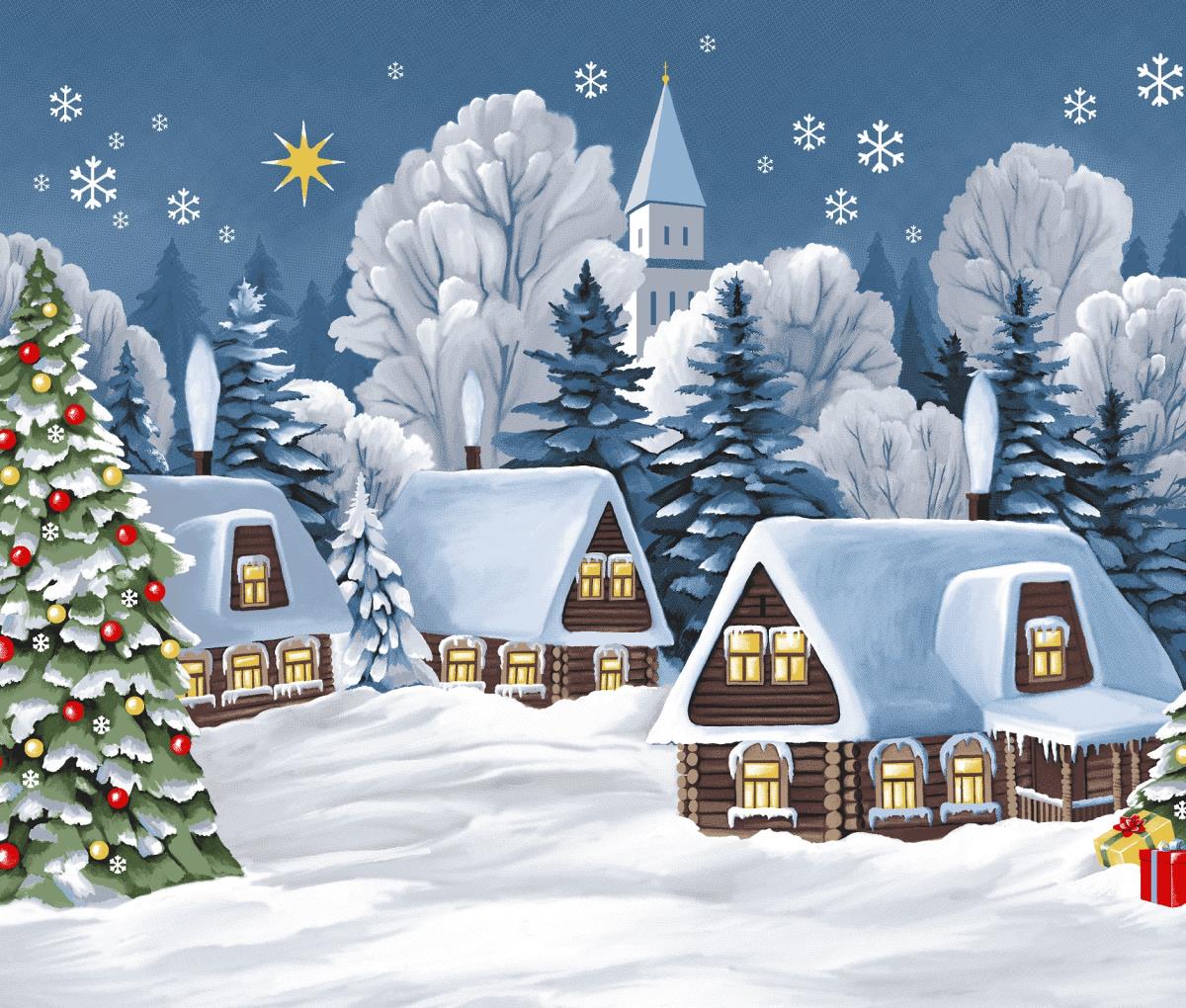 Полотно вафельное 50 см наб рис.29281-1 Новогодняя ночь - 0