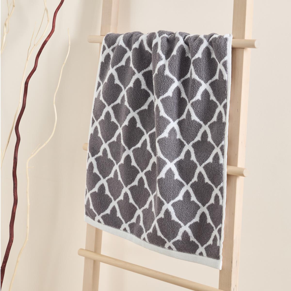 Полотенце махровое Fine Line Орнамент , серый, пестроткань - 0