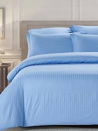 КПБ страйп сатин с прост. Голубой МЦН - 0